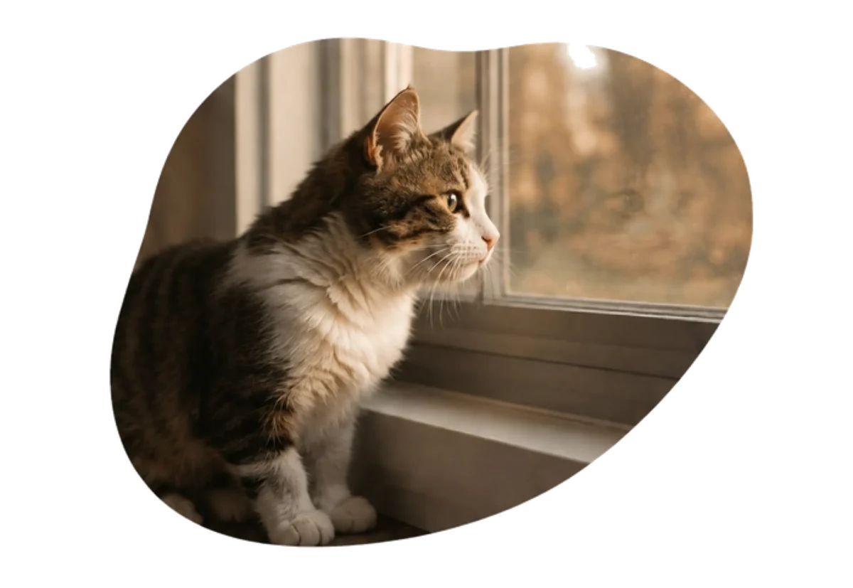 A cat enjoying the warm afternoon light by the window